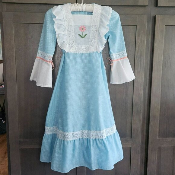 Montgomery Ward Dress Prairie Cottage Core Lace Bell Sleeve princess costume - Picture 2 of 16